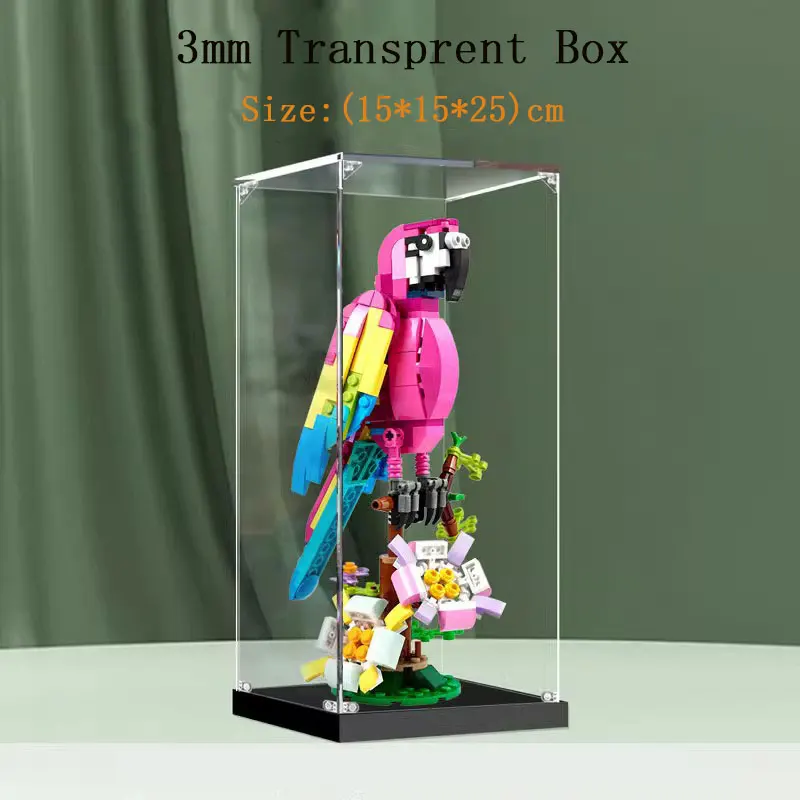 Acrylic Display Box For 31144 Pink Exotic Parrot Dustproof Clear Display Box Showcase Kid‘s Xmas Gift Not Include The Model