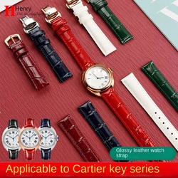 women's Bright smooth cowhide watch strap 14mm 15mm 16mm 17mm 18mm For Cartier Solo Key TANK London crocodile leather watchband