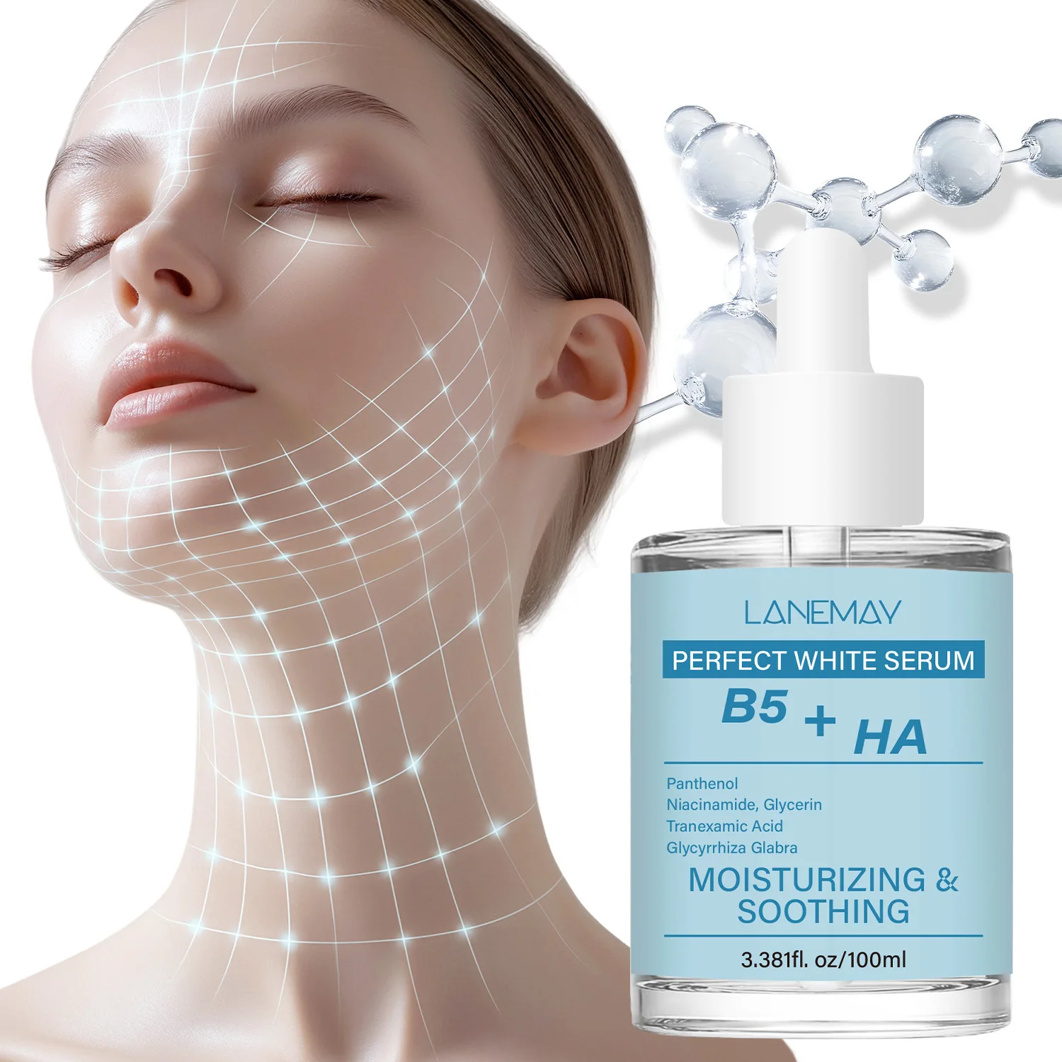 B5 Hyaluronic Acid Serum - with Panthenol, Niacinamide, Tranexamic Acid & Licorice Root - Deep Hydration.
