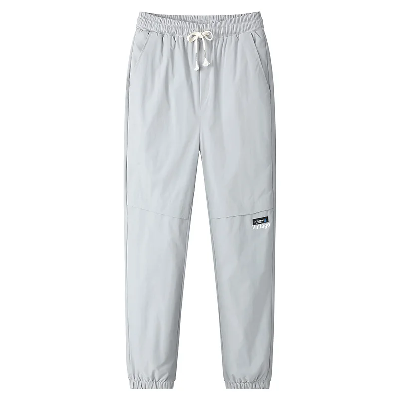 Newest Oversized Pants for Men Loose Casual Sport Sweatpants Male Rope Belt Needles Truck Pants Ice Silk Cloth M-8XL