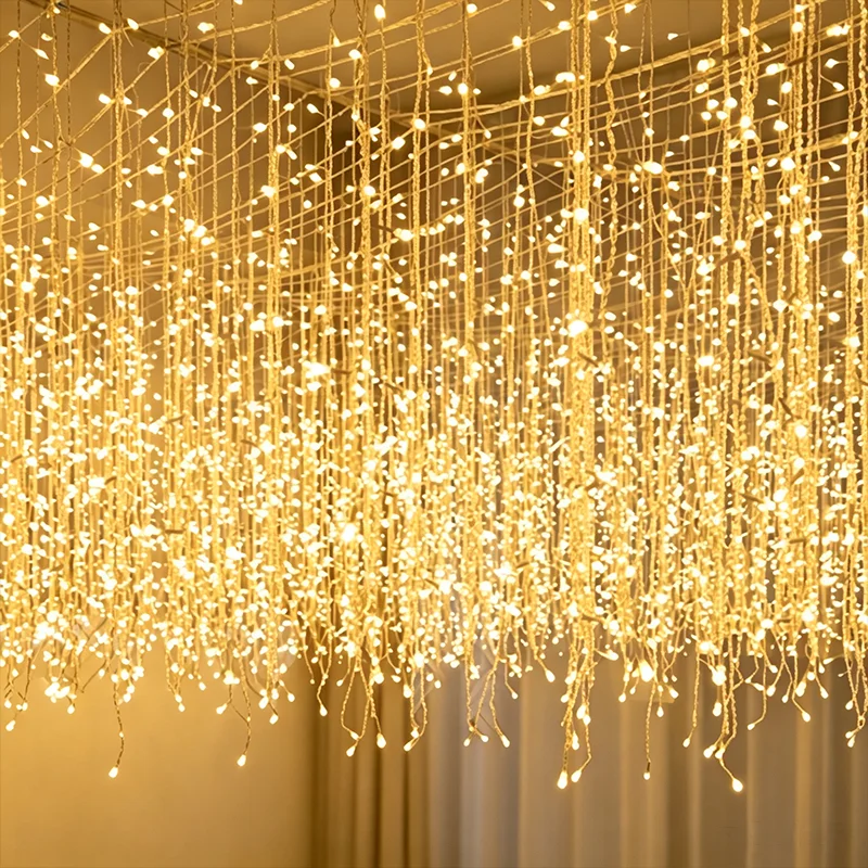 USB Icicle Curtain Lights with Remote Control, 96/162 LED Fairy String Light, Christmas New Year Party Decorative for Home Decor