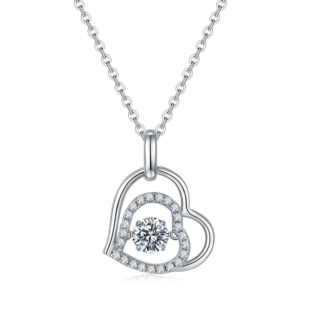 

Heart D Color Hot Selling 0.5CT Round Cut Moissanite Pendant For Women Luxury Jewelry Necklace Passed Diamond Tester With GRA