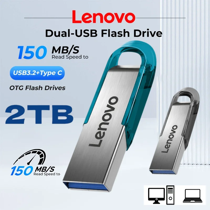 Lenovo High-Speed USB Flash Drive Metal Pendrive 512GB 256G 128GB Portable Memory Stick for Xiaomi Network Card USB3.1 Pen Drive
