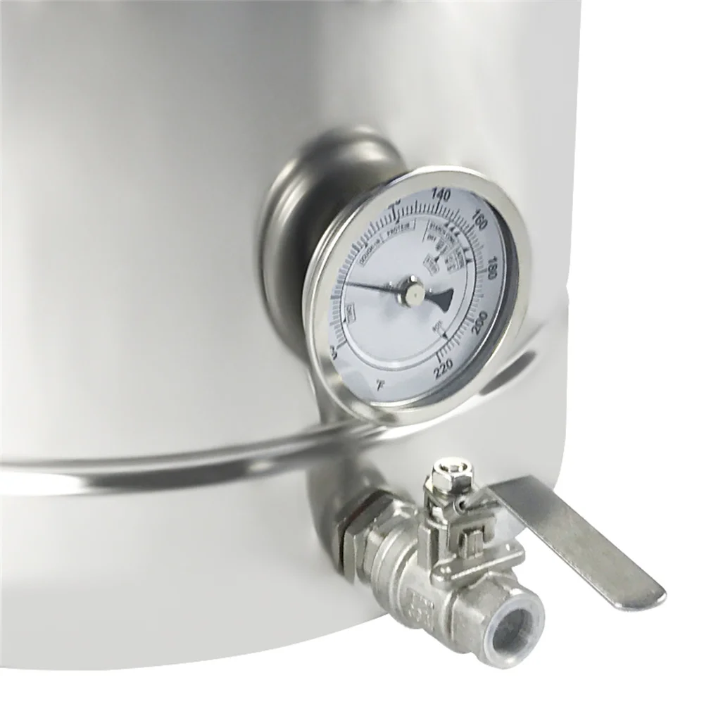 Stainless Steel Beer Brew Kettle 30L 40L 60L Home Brewing Pot with Thermometer Ball Valve Heavy Duty for Home Bar