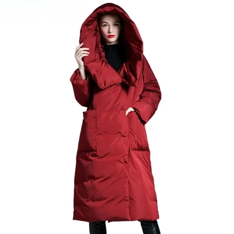 

New White Duck Down Puffer Jacket Women with Hood New Arrivals Long Down Coats Oversize Winter Luxury Clothes Пуховики 2024