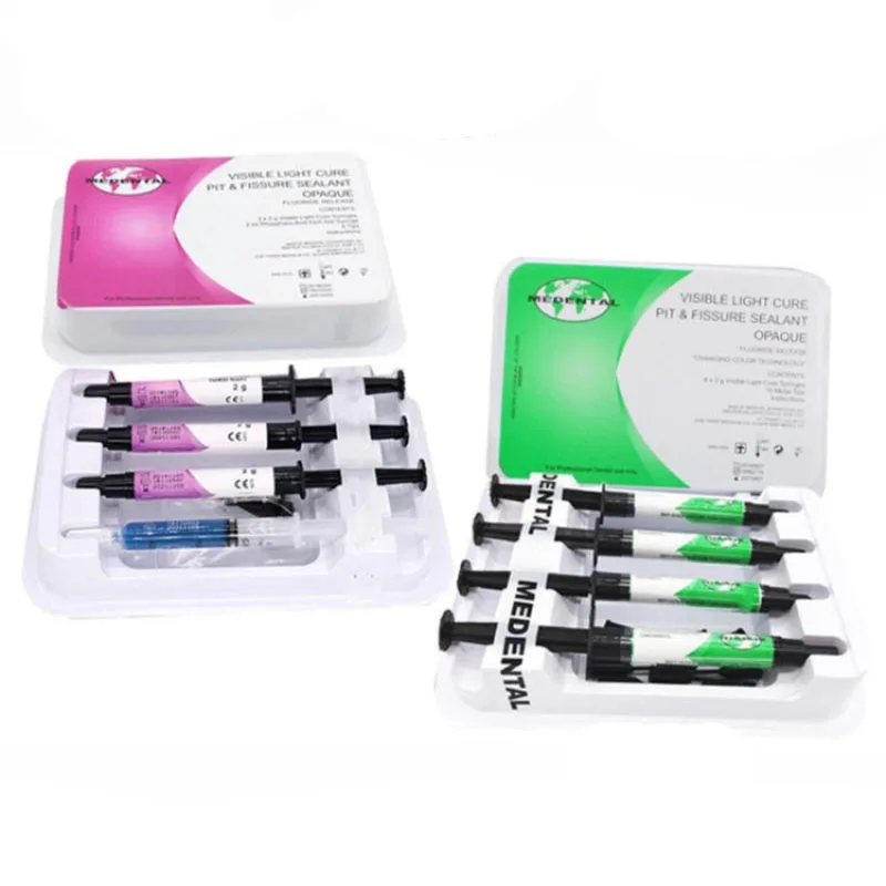 2g/tubo de materiales dentales, conjunto de agente de sellado de fisuras de curado por luz Oral, grabado automático de ácido, agente de sellado de fisuras de grabado completo
