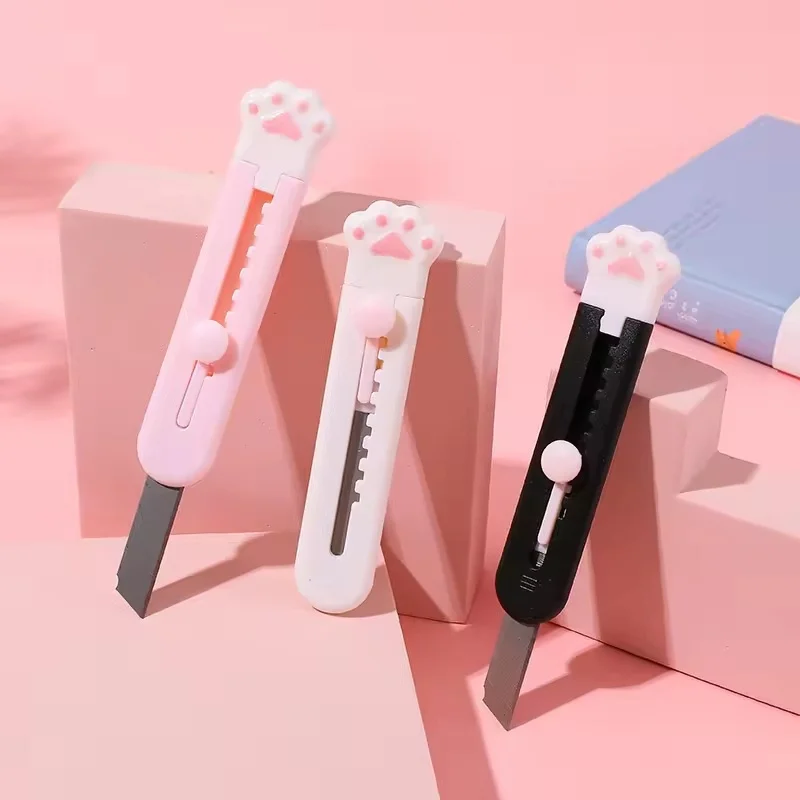 Cute Cat Paw Portable Mini Paper Cutter Artwork Knife Refillable Blade For Office Stationery School Supplies Envelope Opener Kit