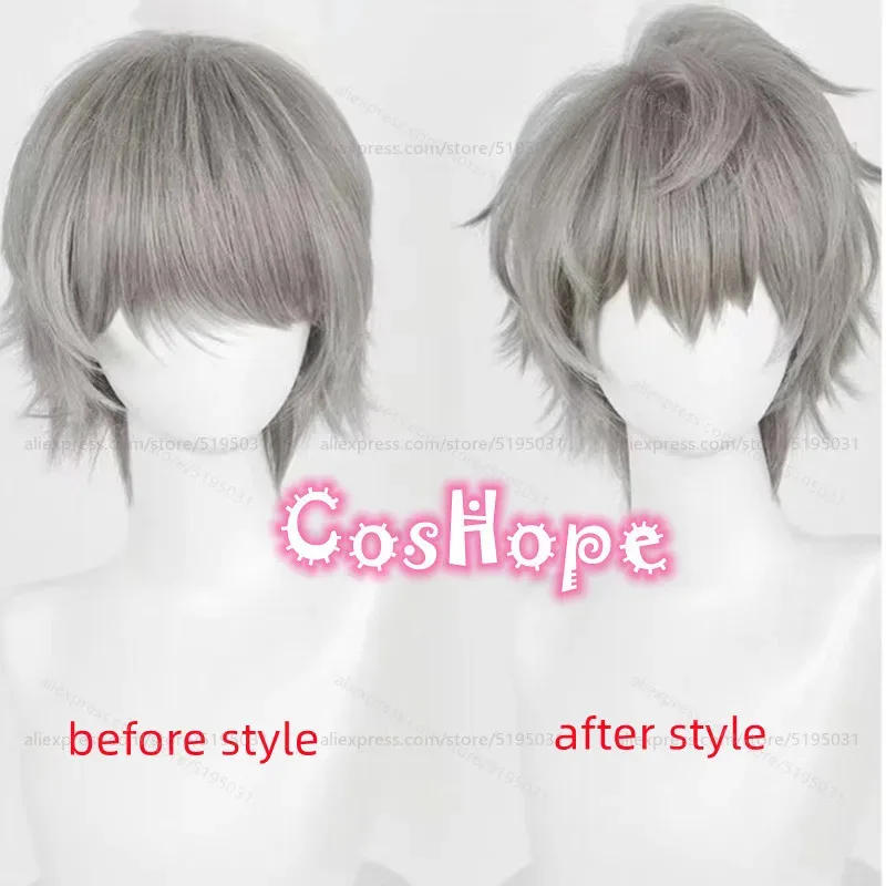 TILL 30cm 짧은 곱슬머리 두 가지 스타일 그레이 가발 애니메이션 코스프레 내열성 합성 가발 Halloweenv;2,r'6;t.