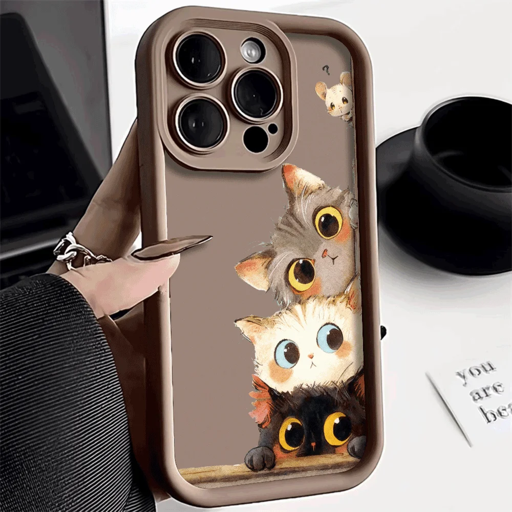 Aquarell Kätzchen Curious Mouse stoßfeste Handyhülle für Xiaomi Redmi Note 14 13 12 11 10 9 8 7 Pro Anti-Rutsch-weiche TPU-Abdeckung – Detail 10
