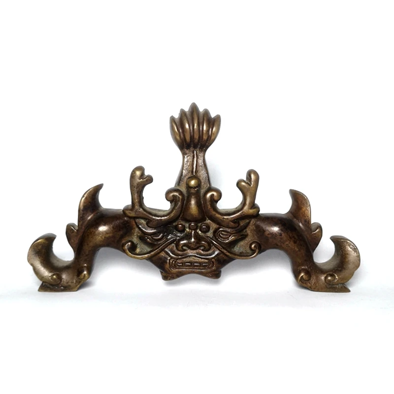YIZHU CULTUER ART Size 16.2 × 9 cm Old China Bronze Carved Dragon Statue Pen rack Decoration Collection