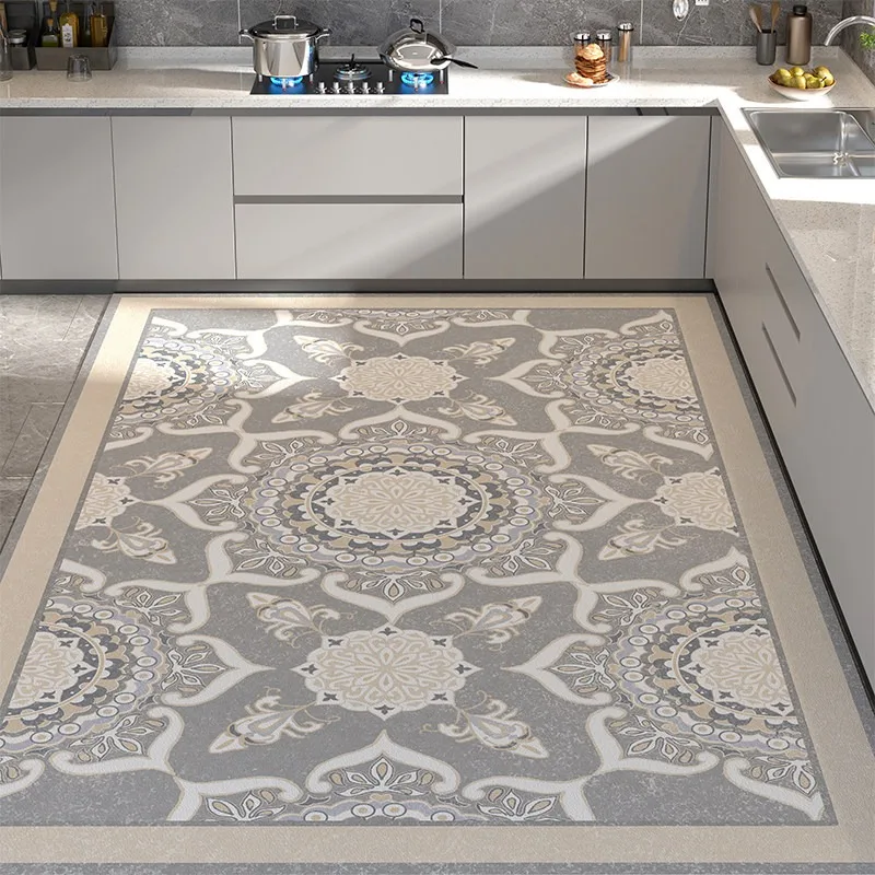 Nordic Style Kitchen Carpet Non-slip Rug Dirty Resistant Oil-proof PVC Leather Washable Floor Mats Balcony Rugs Alfombra Cocina