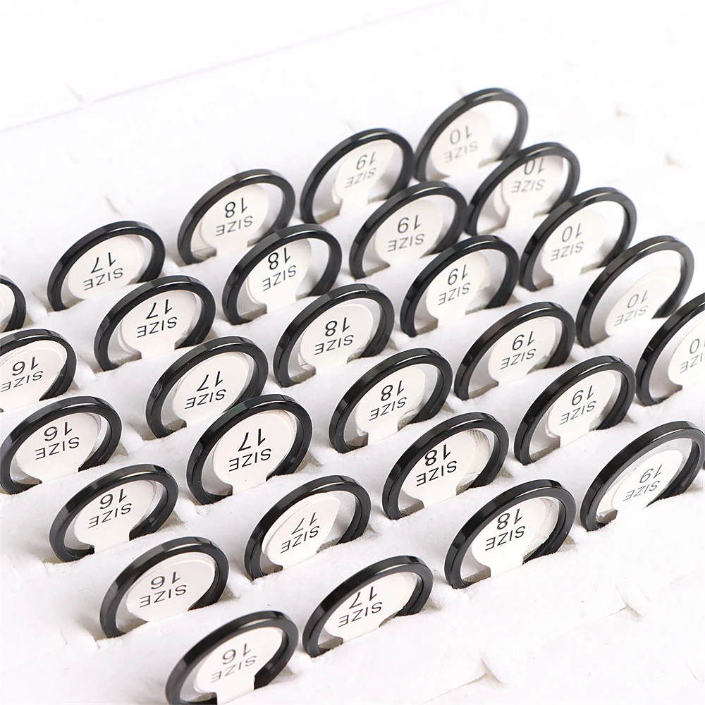 10Pcs/Lot Fashion Smooth Curved Glossy Stainless Steel Rings Jewelry For Women Men Party Gift No Fade Width 2/4/6/8MM