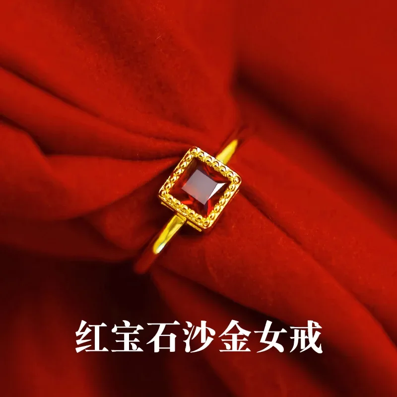 

9999 Real Gold 24K Ruby Women's Ring with Ruby Gold Open Ring Carpet