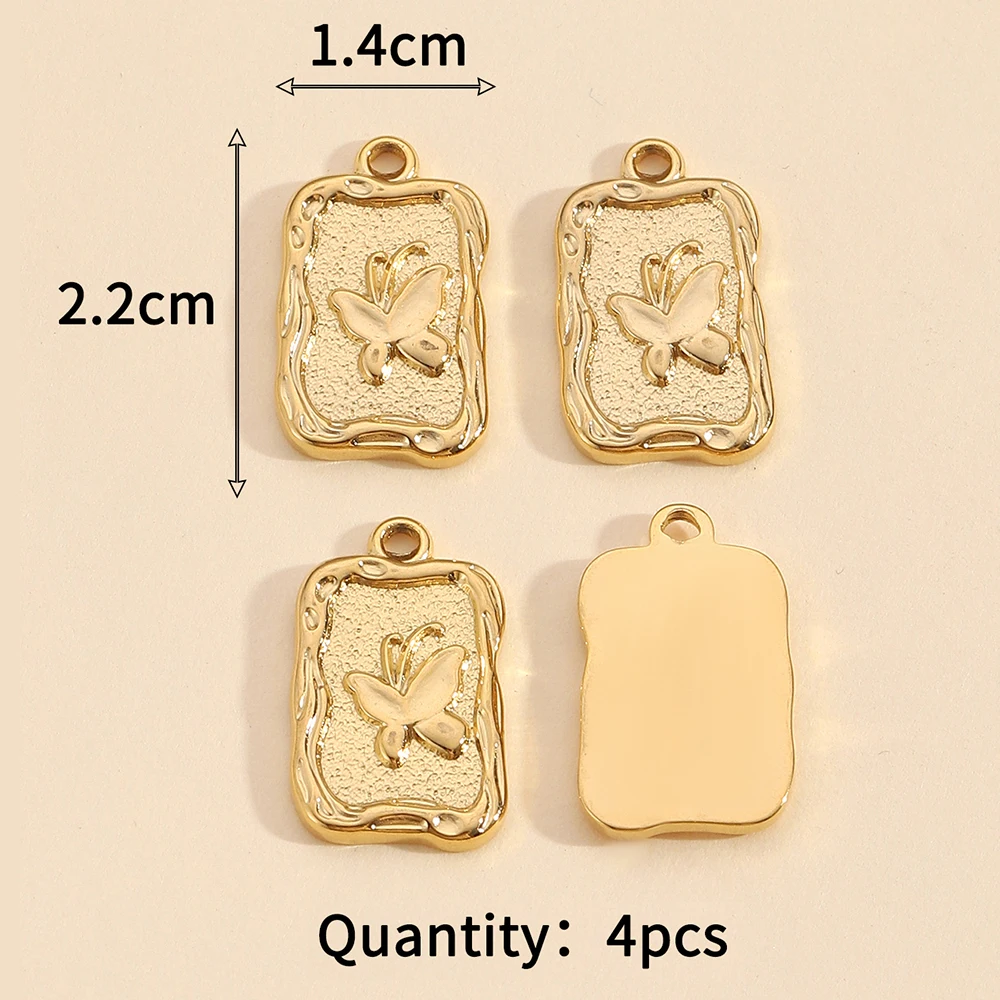 10pcs Square Butterfly Stainless Steel Accessories for DIY Women Fashion Earring Necklaces Handmade Supplies 14x22mm