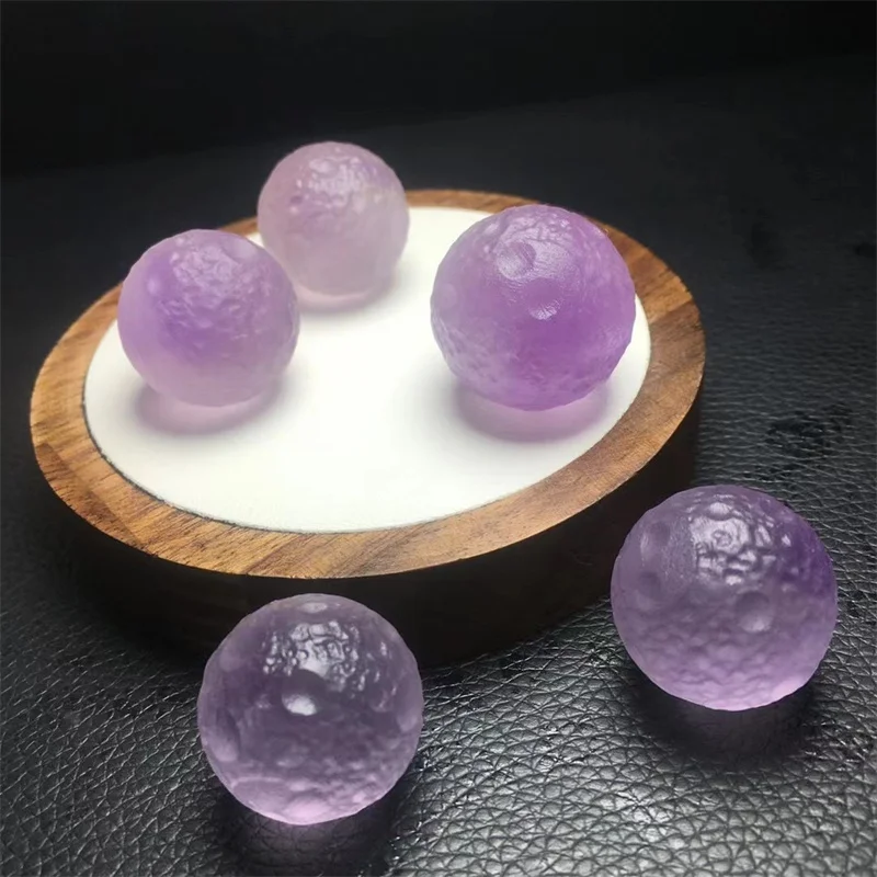 Natural Fluorite Moon Sphere Carving Healing Crystal Gemstone Fashion Jewelry Children DIY Gift 1PCS 24.8MM