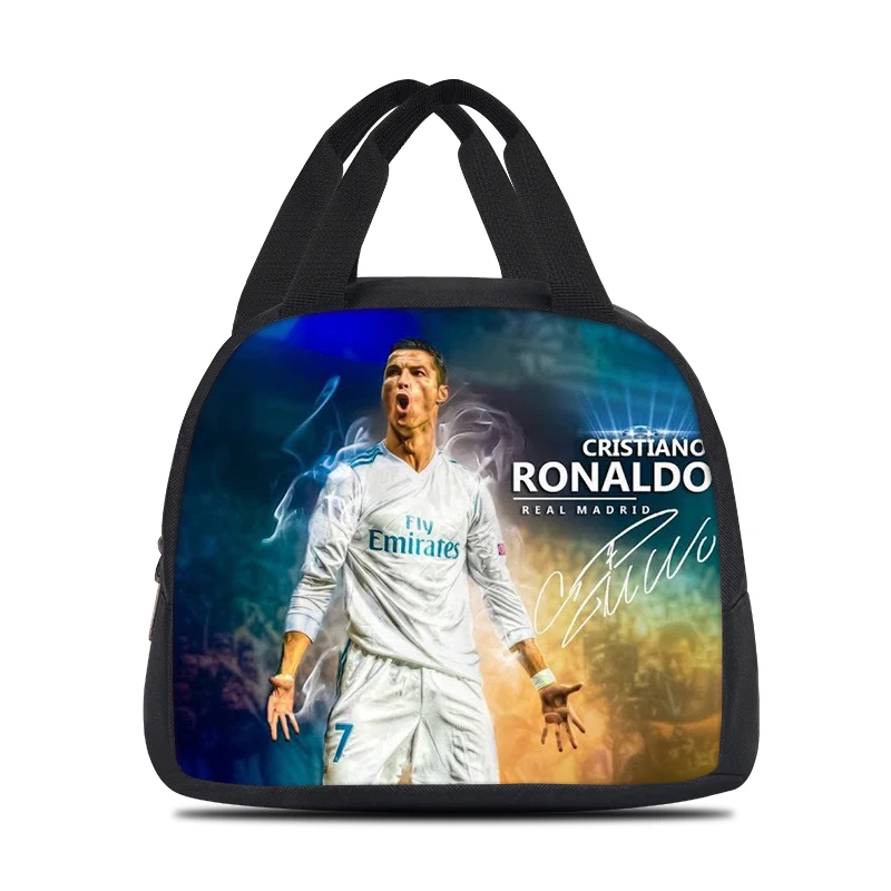 Ronaldo Sport Lunch Bags for Child CR Cartoon School Picnic Bags Football Star for Girls Boys Large Kids Insulation Cooler Bags