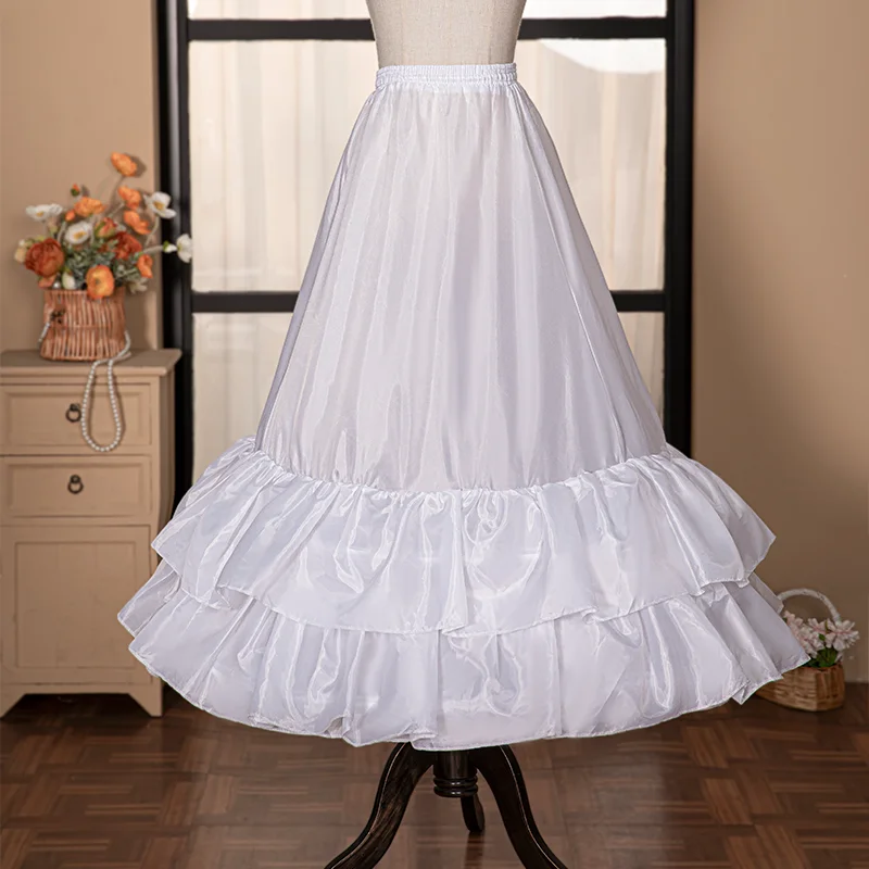 Wedding Petticoat Underskirt 2 Hoop & 2 Layers Ruffle Tulle Fluffy Bubble Skirt for Ball Gown Volume