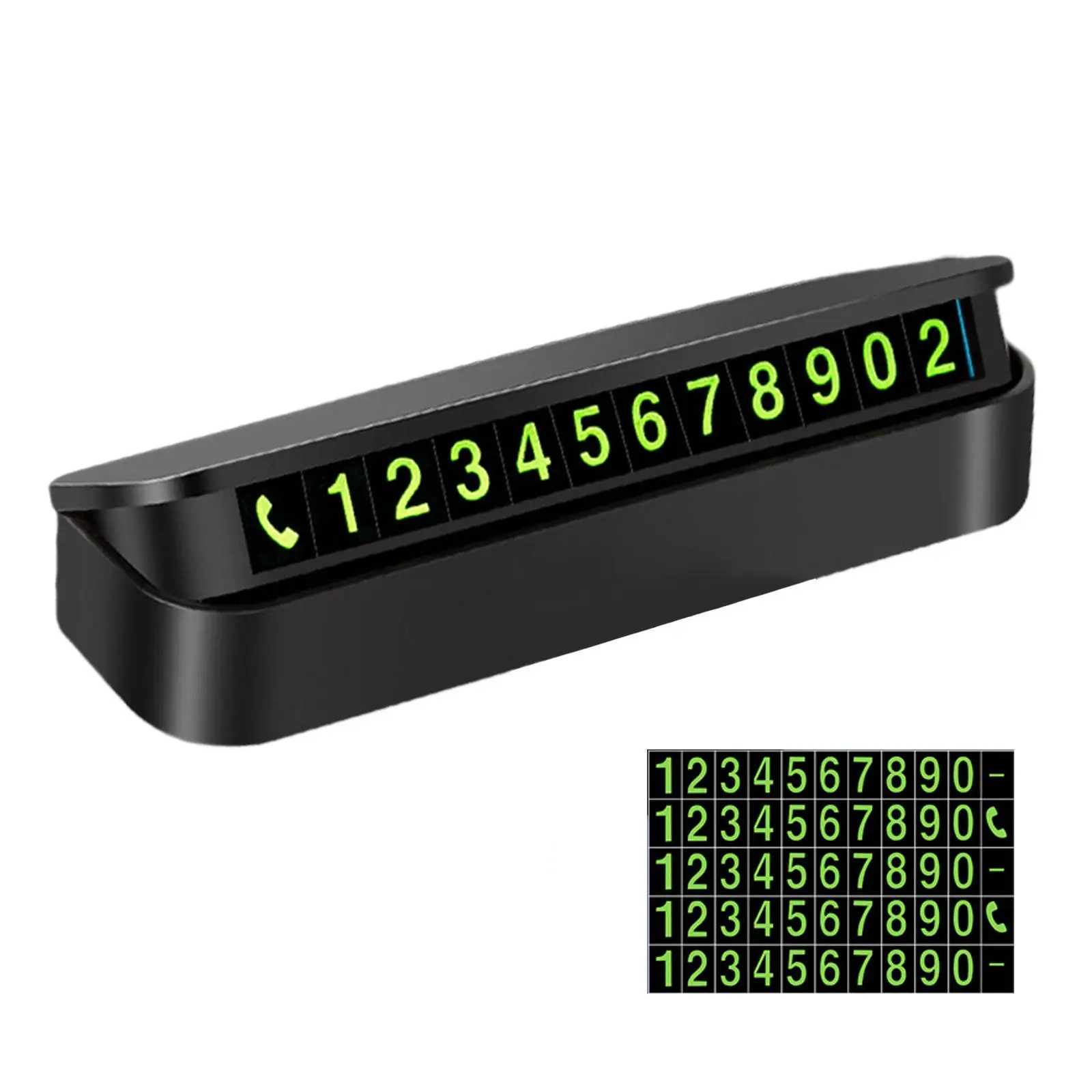 Car Temporary Parking Card Luminous Number Plate Black Glossy ABS for Car SUV RV Dashboard Use