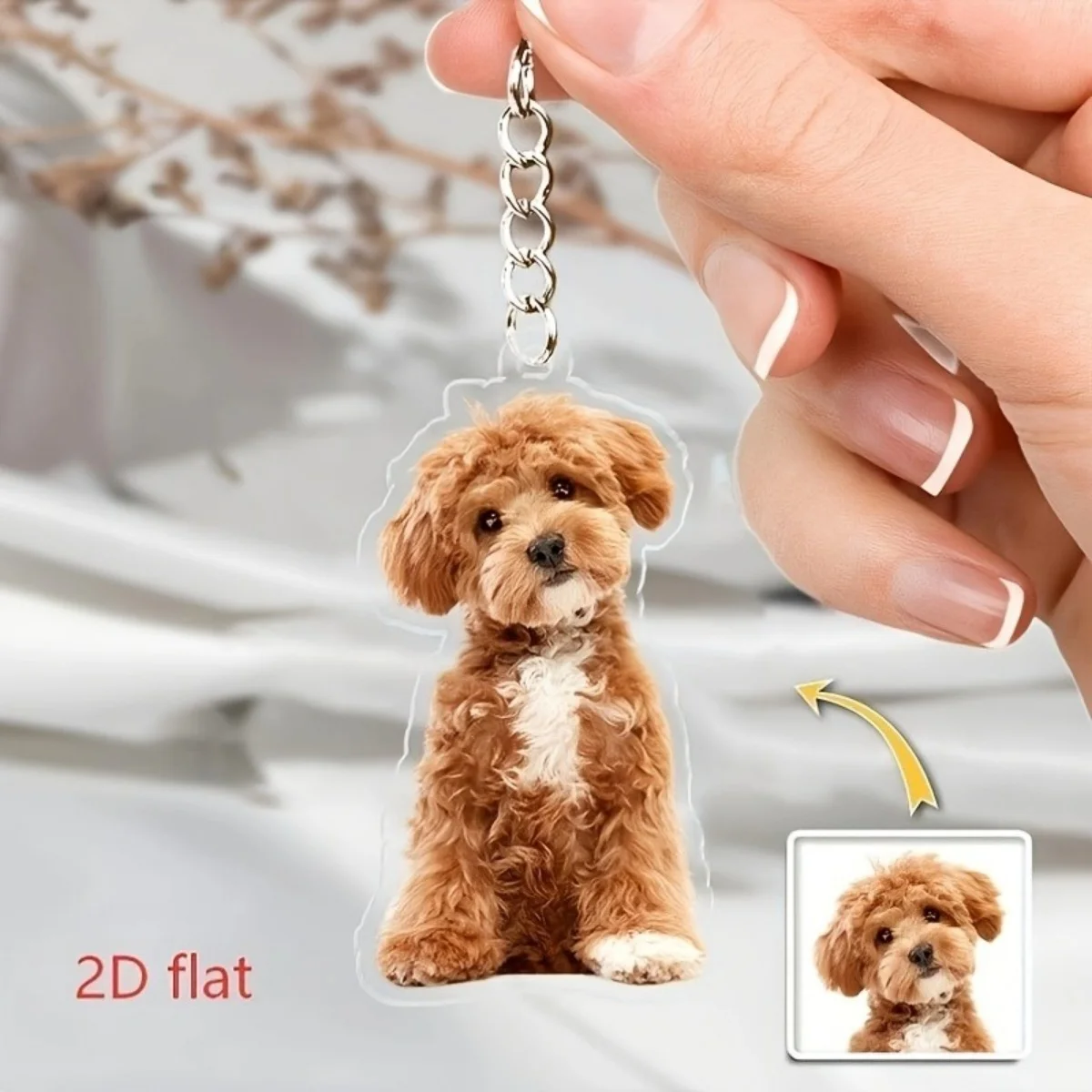 Custom Photo Keychain – Personalized Acrylic Keyring, Double-Sided Pet Portrait; Perfect Gift for Pet Lovers and Couples view 6