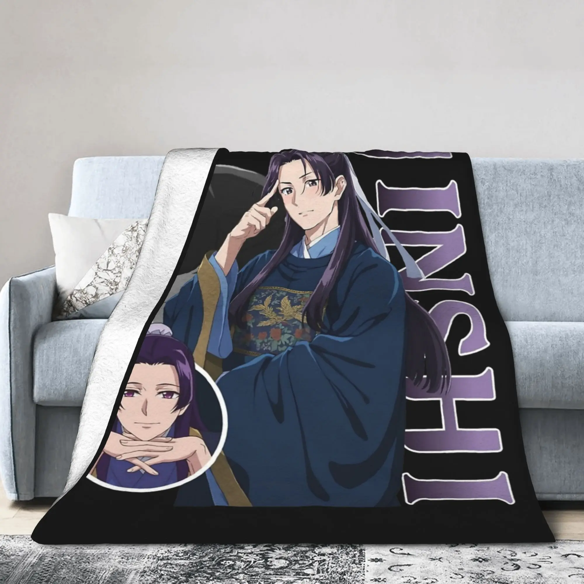 Jinshi The Apothecary Diaries Blankets Flannel Print  Portable Super Warm Throw Blankets for Home Car Rug Piece