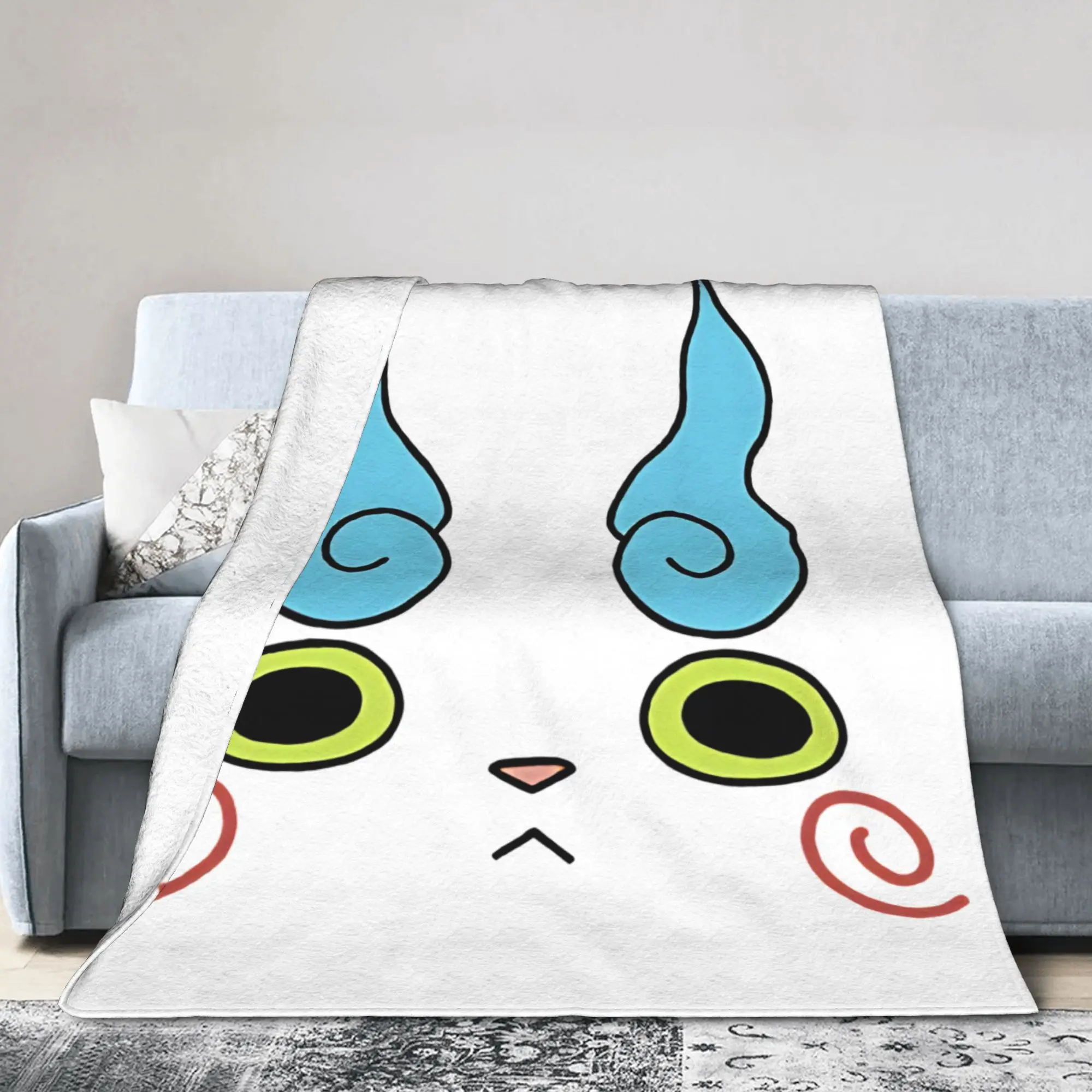 Yokai Watch Game Wool Blanket Komasan Novelty Throw Blanket for Home 125*100cm Plush Thin Quilt