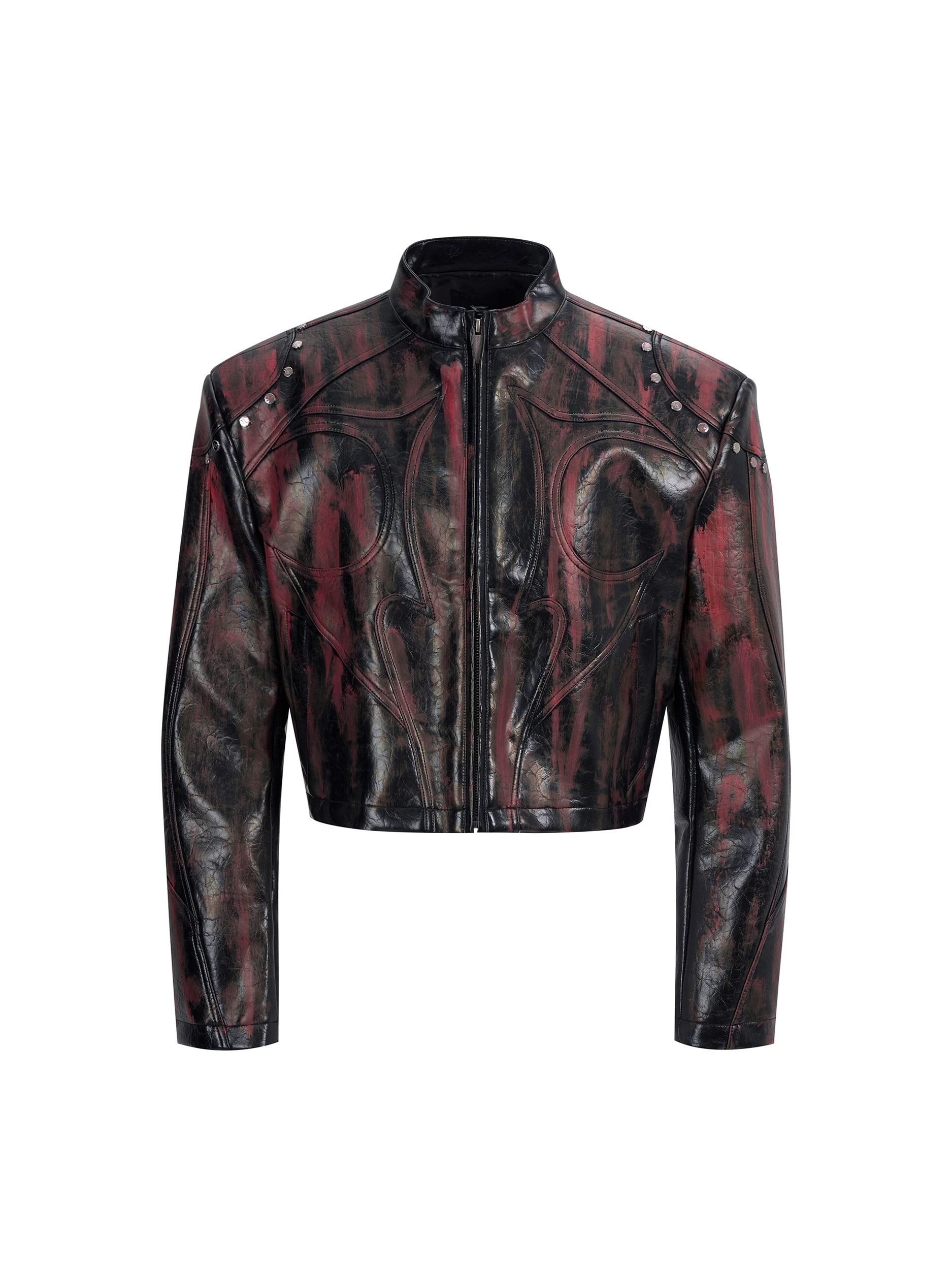 Masculinity Stand Collar Leather Jackets Men 2025 Autumn New Padded Shoulder Leather Coat Men's Trendy Stylish Motorcycle Jacket