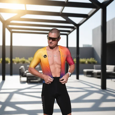 Wyn Republic Triathlon Suit Men Cycling Short Sleeve Quick Dry Jumpsuit Trisuit skinsuit Bicycle Equipment Mono Ciclismo Hombre
