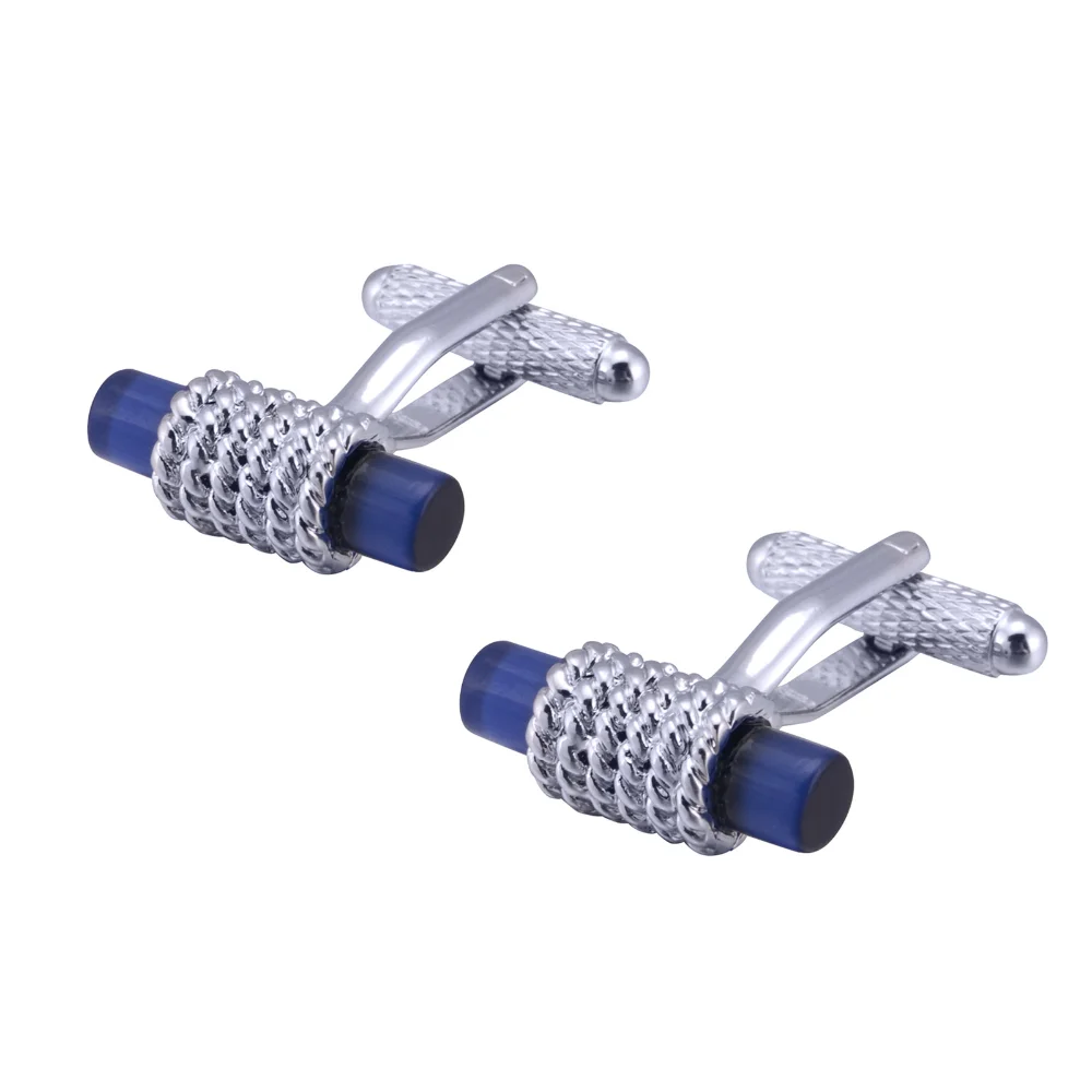 Braided Texture Cylindrical Cufflinks Metal-wrapped Men's Business Casual Sleeve Studs Shirt And Suit Cuff Accessories