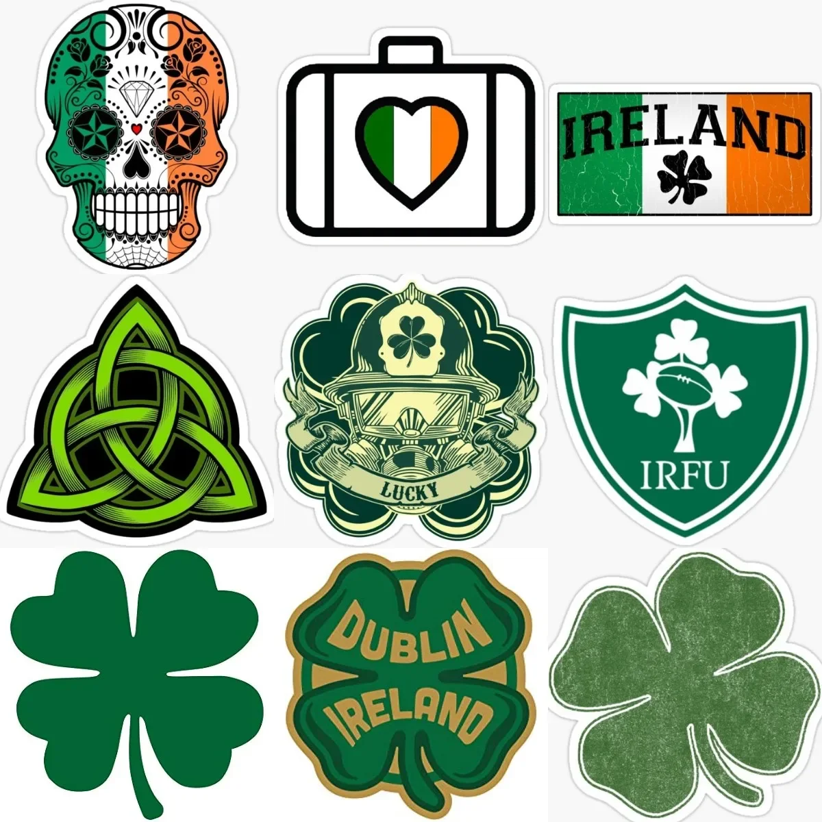 

Creative Ireland Flag Luck Clover Sticker for Covered Scratch Decorate Car Bicycle Camper Truck Bumper Wall Motorcycle Off-road
