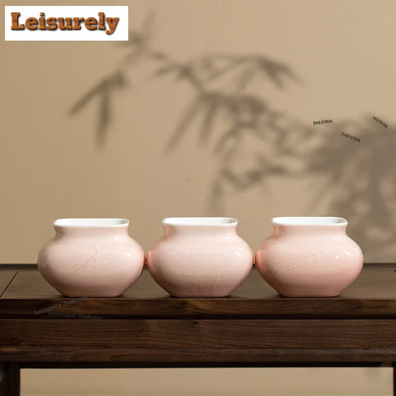 HOYIHM 550ml Relief White Porcelain Jianshui Washing Cup Bowl Tea Residue Bucket Household Chaxi Chinese Tea Set Decoration Cha