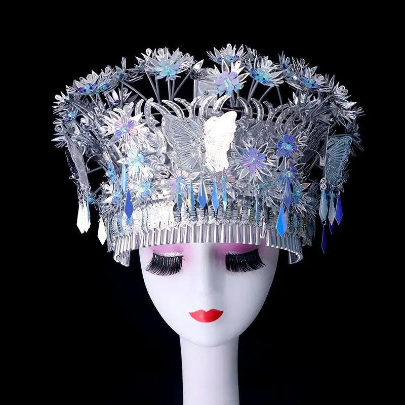 14 Styles Chinese Silver Miao Hat For Children Adults Studio Photography Vintage Headwear No Discoloration Colorful
