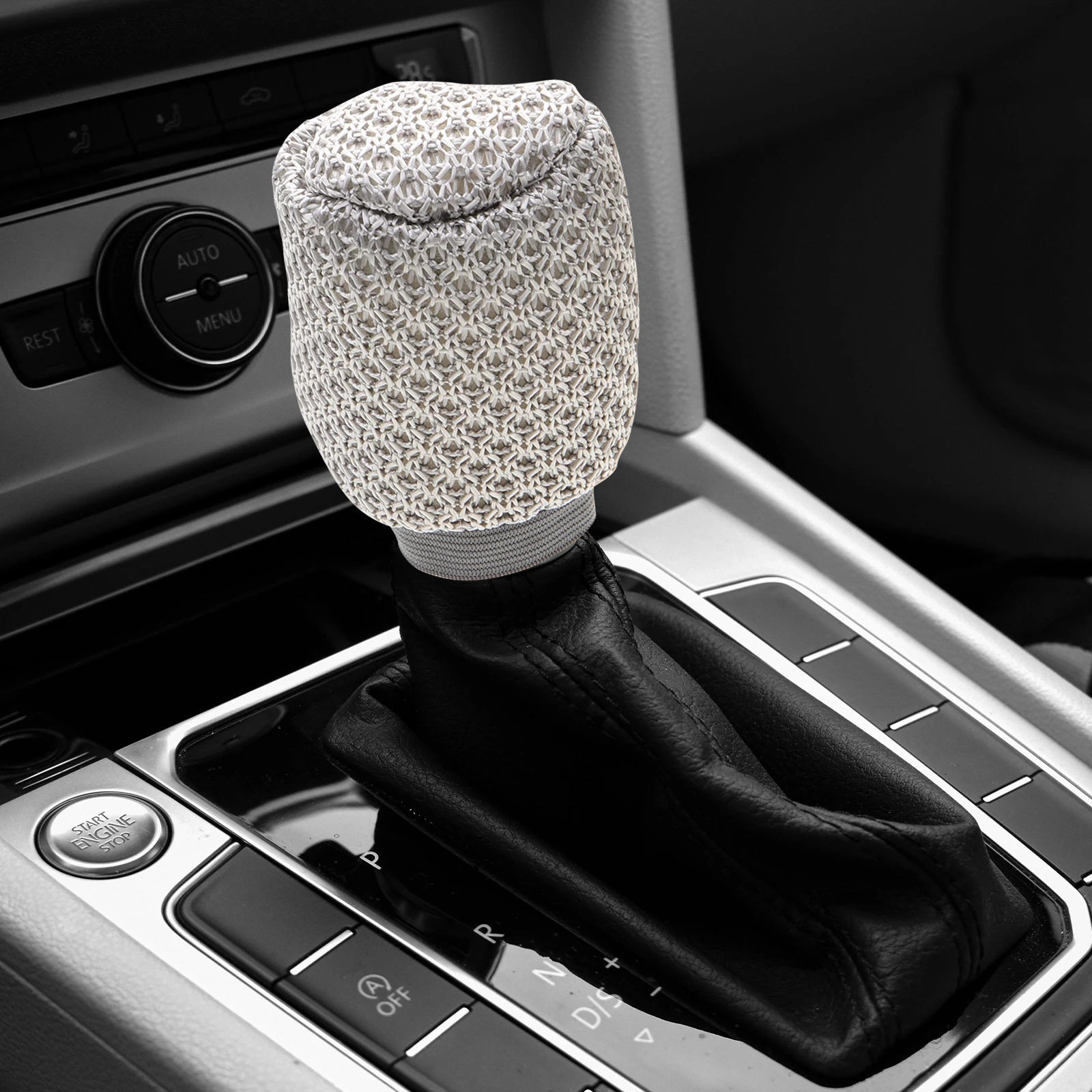 

1Set Gear Shift Knob Cover Set Breathable Polyester Car Interior Protection Shift Knob Replacement Hand Brake Cover