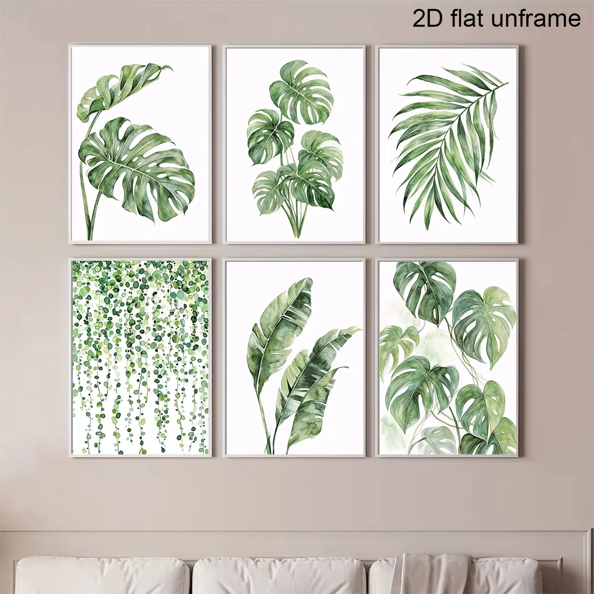 1/6pcs Nordic Ins Watercolor Green Plant Canvas Print Palm Leaf Banana Leaf Fresh Plant Wall Art Poster for Modern Home Decor