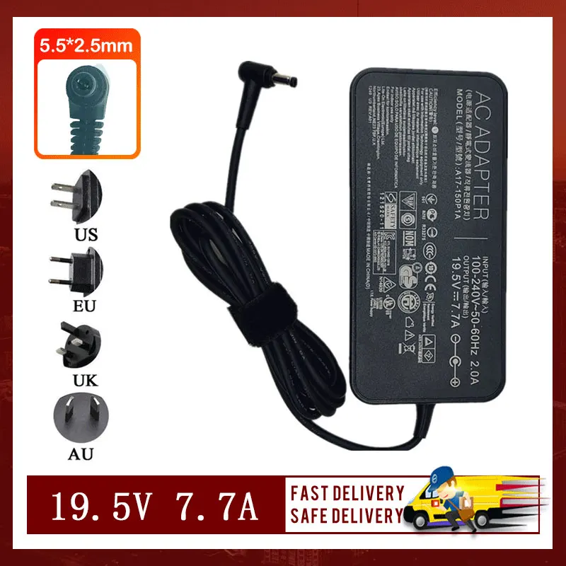 Mới 19.5V 7.7A 150W 5.5*2.5MM AC Adapter) Nguồn Laptop Cho ASUS A17-150P1A Sạc Máy Tính