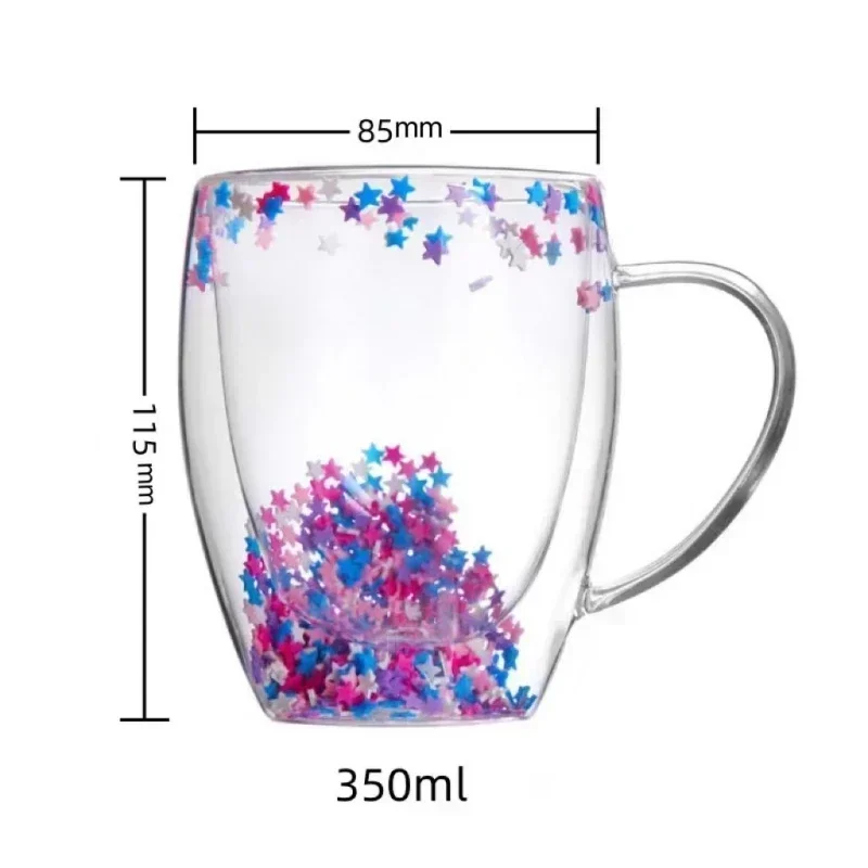 Dried Flower Double Wall Clear Glass Coffee Mugs Double Insulated Glass Cup For Hot Cold Beverages Cappuccino Latte Espresso Cup