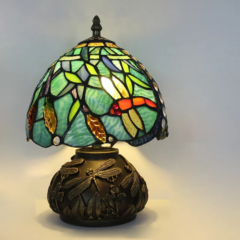 

DORIAN American Retro Table Lamp Luxury Creativity Living Room Bedroom BedHead Lamp Study Villa Hotel Stained Glass Desk Light
