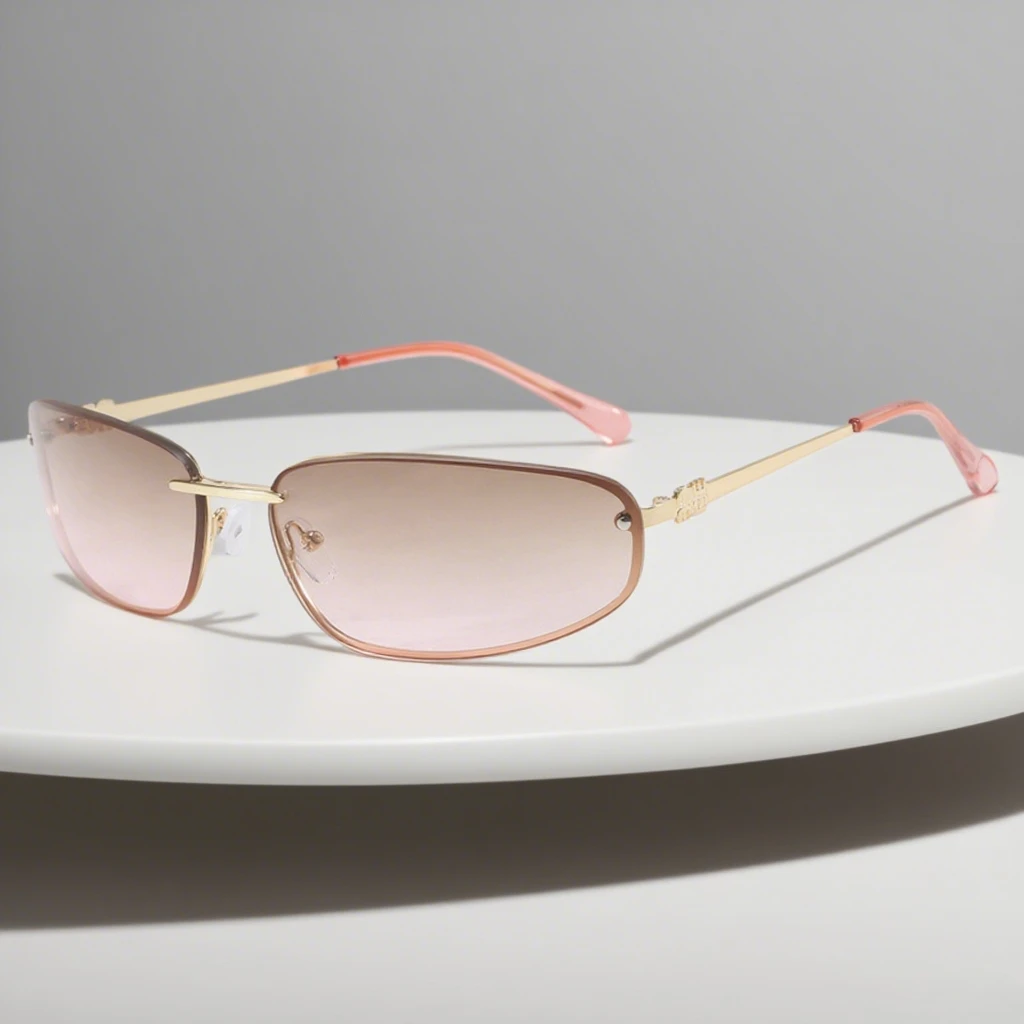 

Unisex Luxury Oval Rimless Sunglasses Fashion UV400 Outdoor Sun Protection Sunglasses Driving Travel Essential Sunglasses