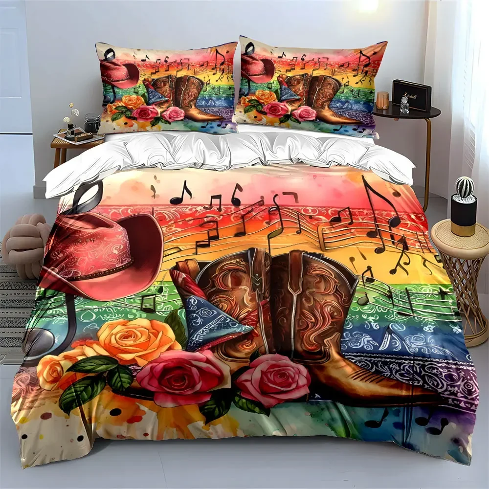 Cowboy Style Decor Set Soft Comfortable Duvet Cover Bedding Set Included 1*Duvet Cover & 2*Pillowcases, gift