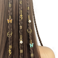 46Pcs Rose Butterfly Braid Clips Crystal Dreadlock Hair Accessories Colorful Butterflies Pendant Charms Pearl Shiny