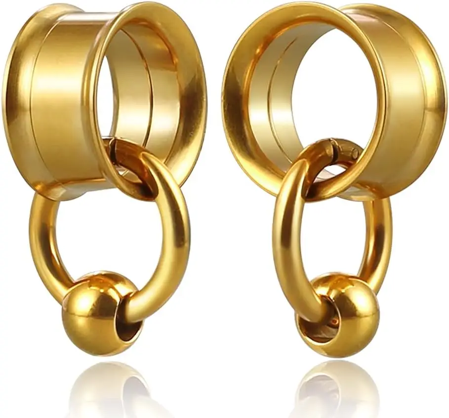 Stainless Steel Ear Gauges Weight Saddle Plugs, 2PCS Set