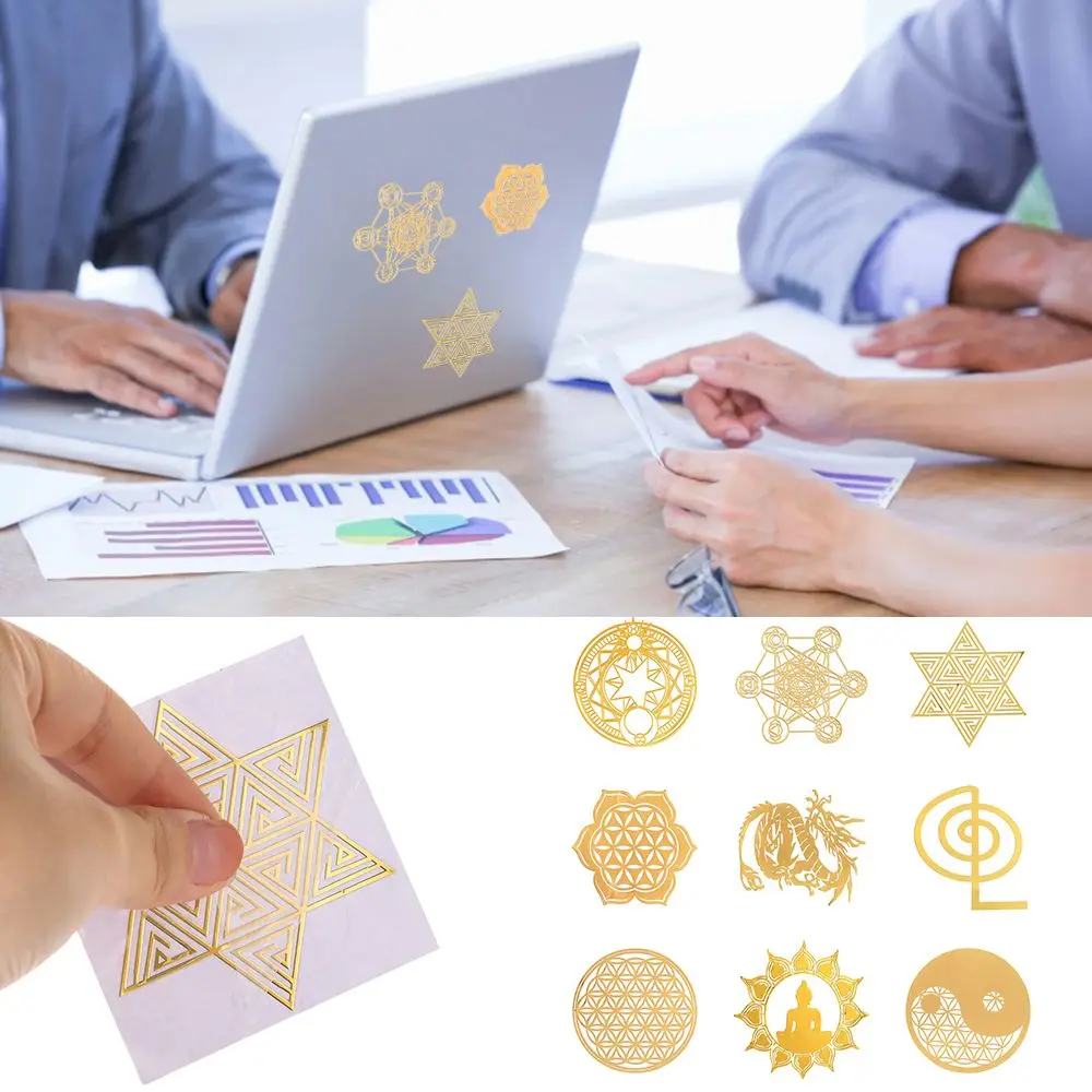 DIY Making Material Gold Color Art Crafts Energy Sticker Sacred Geometric Sticker Metal Copper Sticker for Making Mold
