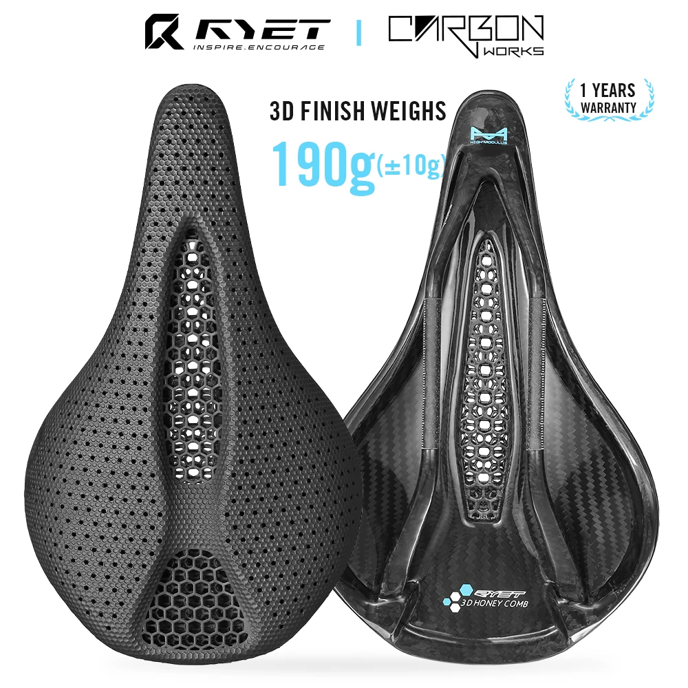 RYET Vollcarbon 3D-Gedruckter Sattel 145/155mm 160-227g Oval 7x9mm Schienen Superflow Cut-Out Ultraleicht Rennrad MTB Gravel Triathlon XC