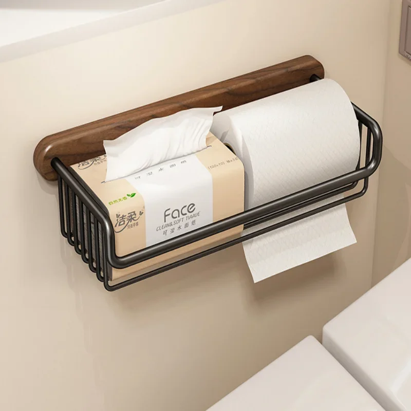 mensola-portaoggetti-da-bagno-in-alluminio-e-noce-scaffale-da-bagno-nero-porta-carta-da-parete-nero