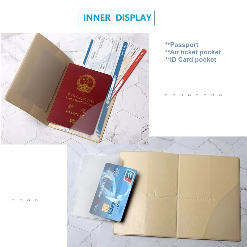 Mode Prägung frauen Passport Abdeckung Druck Mädchen Jungen ID Karte Halter Reise Ticket Passport Fall Drop Shipping – Detail 3