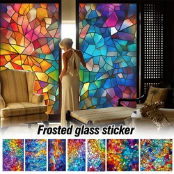 Multi Size Window Privacy Film Retro Church Stained Glass Films Frosted Window Sticker Home Bathroom Balcony Office Decor Film
