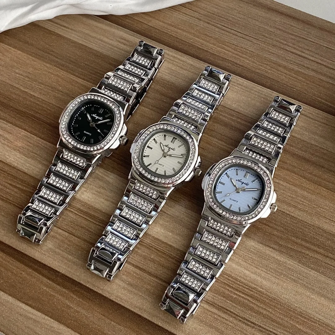 

Серебряные женские кварцевые часы, деловые модные аналоговые кварцевые часы со стразами, подарок для друзей, деловые наручные часы montre femme
