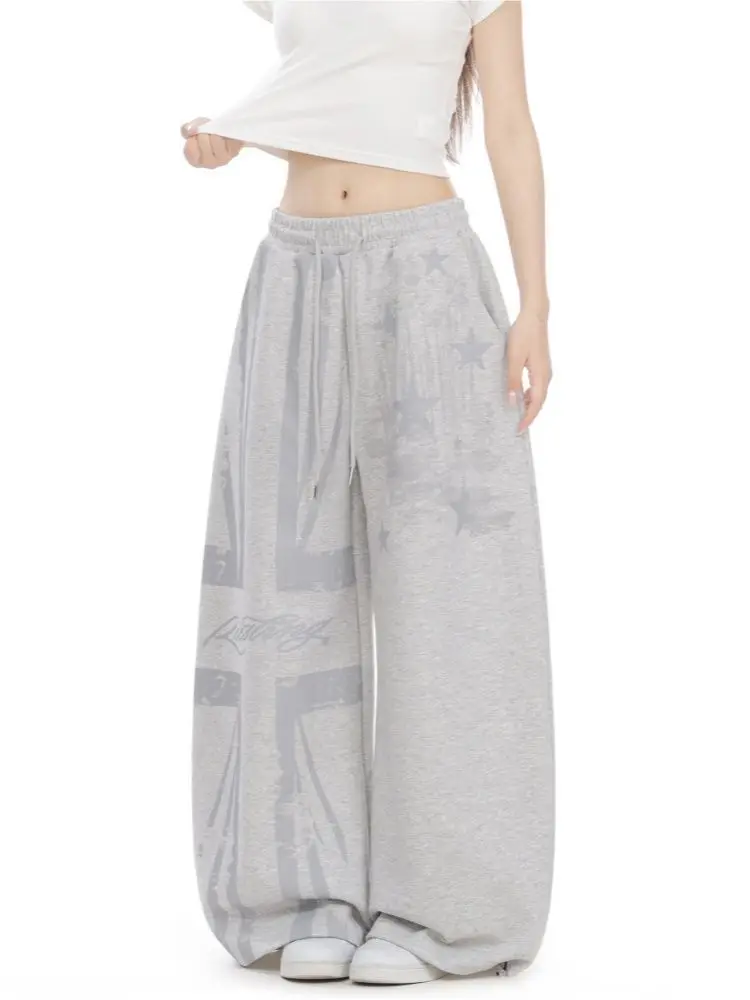 Women's Fashionable Printed Patterns Pants Casual Bottoms Hip-hop Summer Girl High Waisted Trousers Female Wide Leg Sweatpants