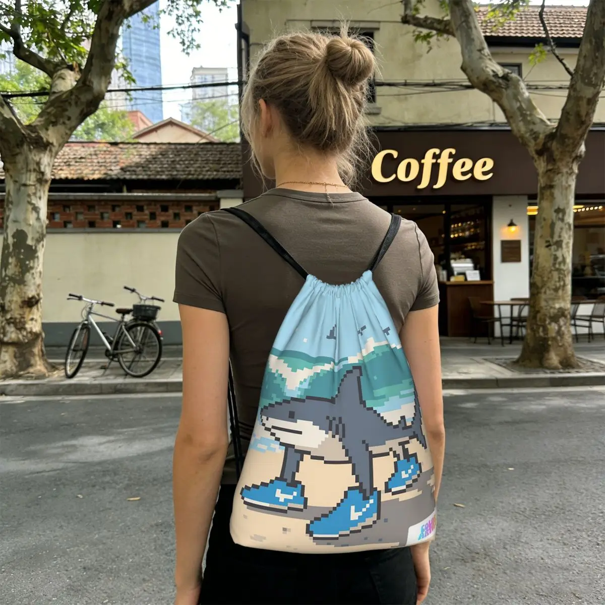 Tralalero Tralala Funny Shark Meme Italian Brainrot Backpacks Fashion Drawstring Bags Storage Bag Book Bags for Man Woman School