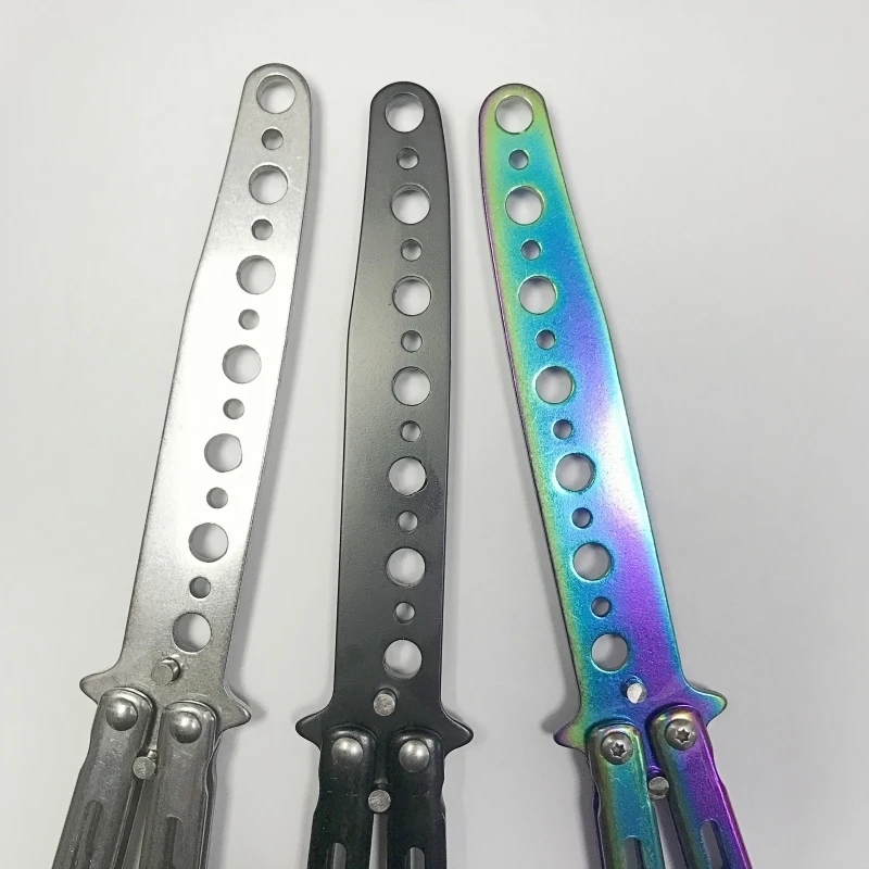 Safe Butterfly Practice Knife Uncut Blade Steel Folding Trainer for Beginners Training Tool Portable Butterfly Comb Play Knife