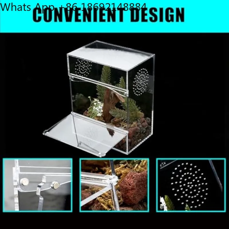 High transparency acrylic fish turtle ecological box lizard spider pet box filter isolation plate drip box